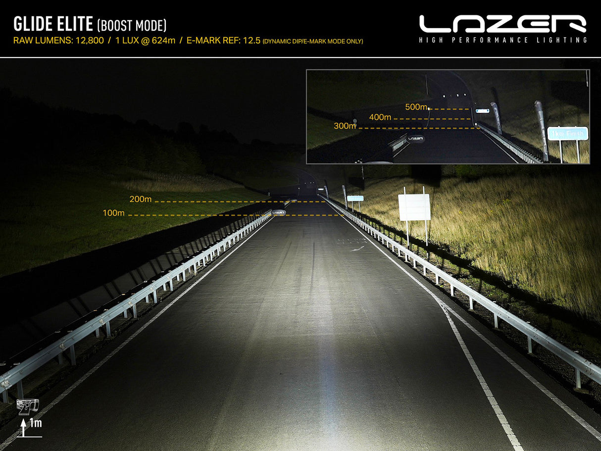 Extraljus Lazer Glide Elite - Kurvad / 52 cm / 130W