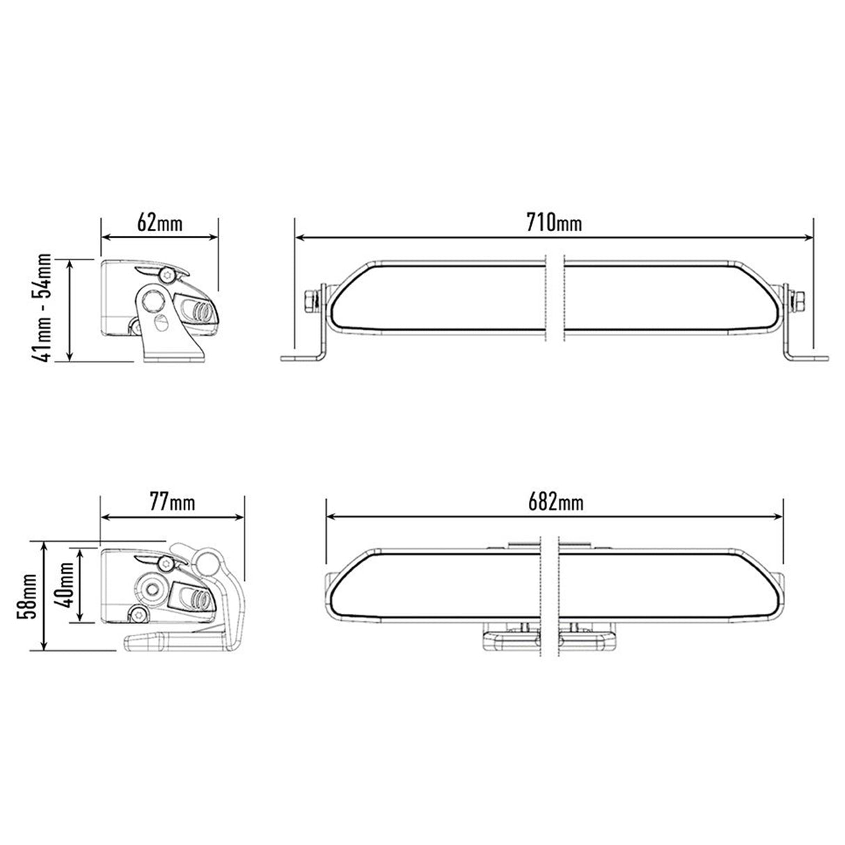 Extraljus Lazer Linear 24 Elite - Rak / 68 cm / 188W - Komplett paket