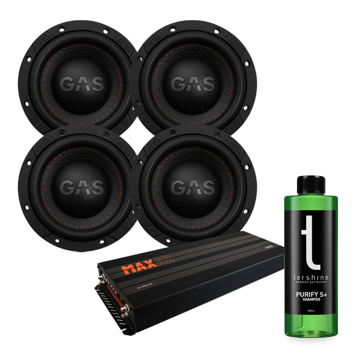 4-pack GAS MAX S1-6D1 & MAX A2-2500.1DL med Tershine Purify S+