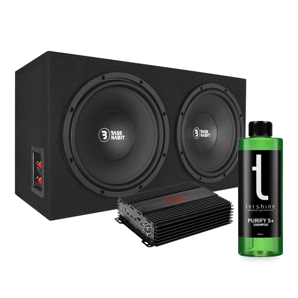 Bass Habit Play PL212 & Rebel RA2000W med Tershine Purify S+