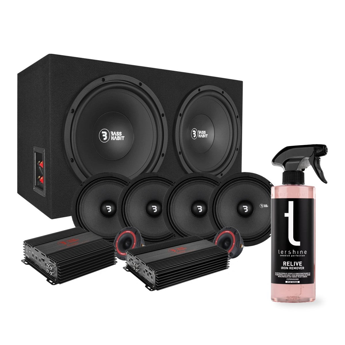 Bass Habit raggarpaket med 4-pack 6.5" midbasar med Tershine Relive