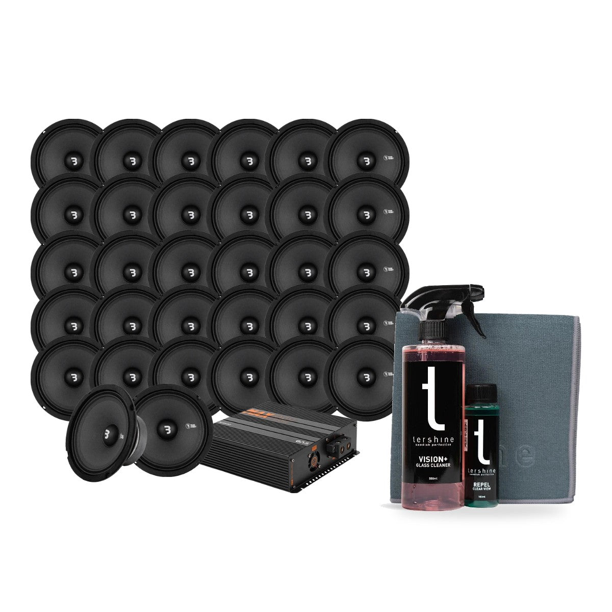 32-pack Bass Habit SP165M med GAS MAX PA1-1500.2DZ1 med Tershine Glasrengöringspaket
