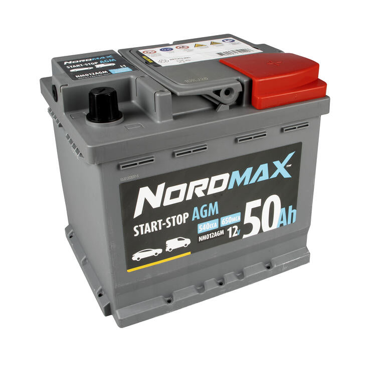 NordMax AGM Start/Stoppbatteri 12V 50Ah 540A