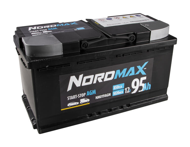 NordMax AGM Start/Stoppbatteri 12V 95Ah 850A