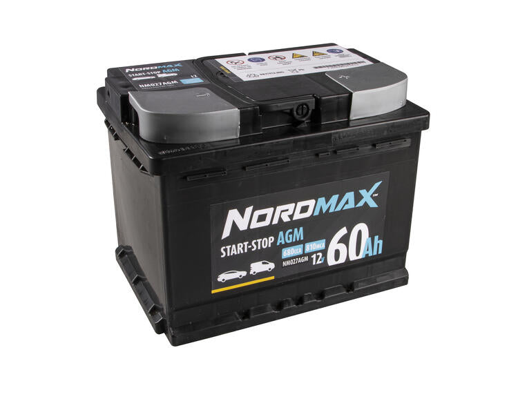 NordMax AGM Start/Stoppbatteri 12V 60Ah 680A