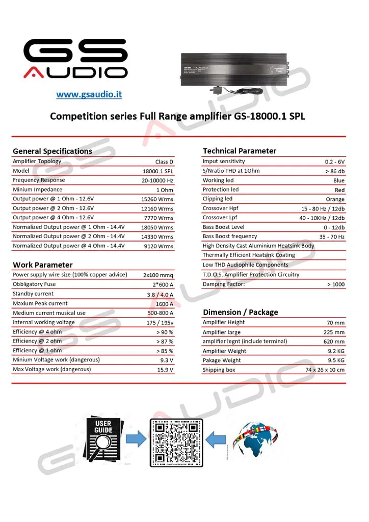 Gs Audio 18000.1 Competition Series