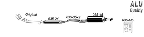 Avgassystem BMW E28 6-cyl 2*70