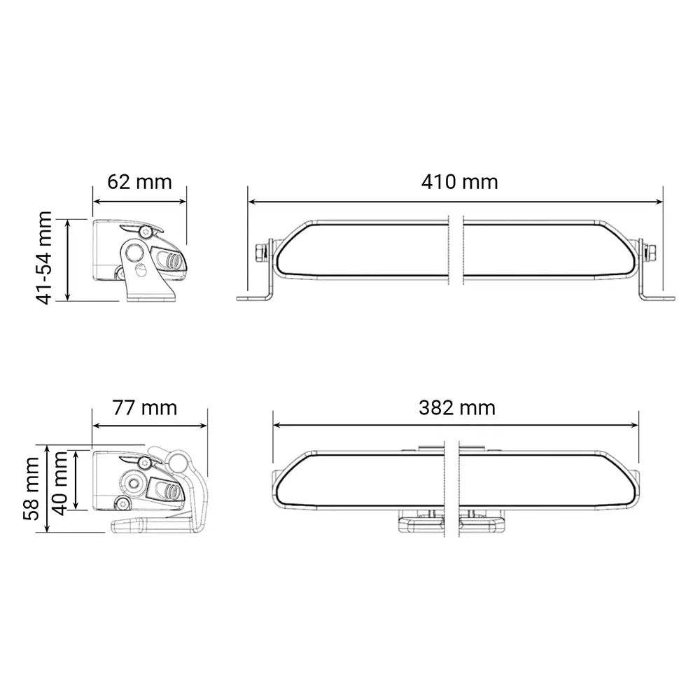 Extraljus Lazer Linear 12 Elite med Positionsljus - Rak / 38 cm / 84W