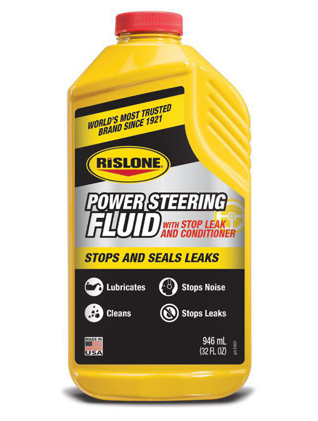 RISLONE Power Steering Fluid with Stop Leak & Conditioner – Servostyrningsvätska för Läckage, Slitage och Prestandaförbättring - 946 ml