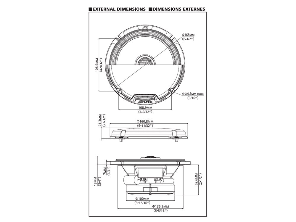 Alpine R2-S65, 6.5 tums koaxialhögtalare