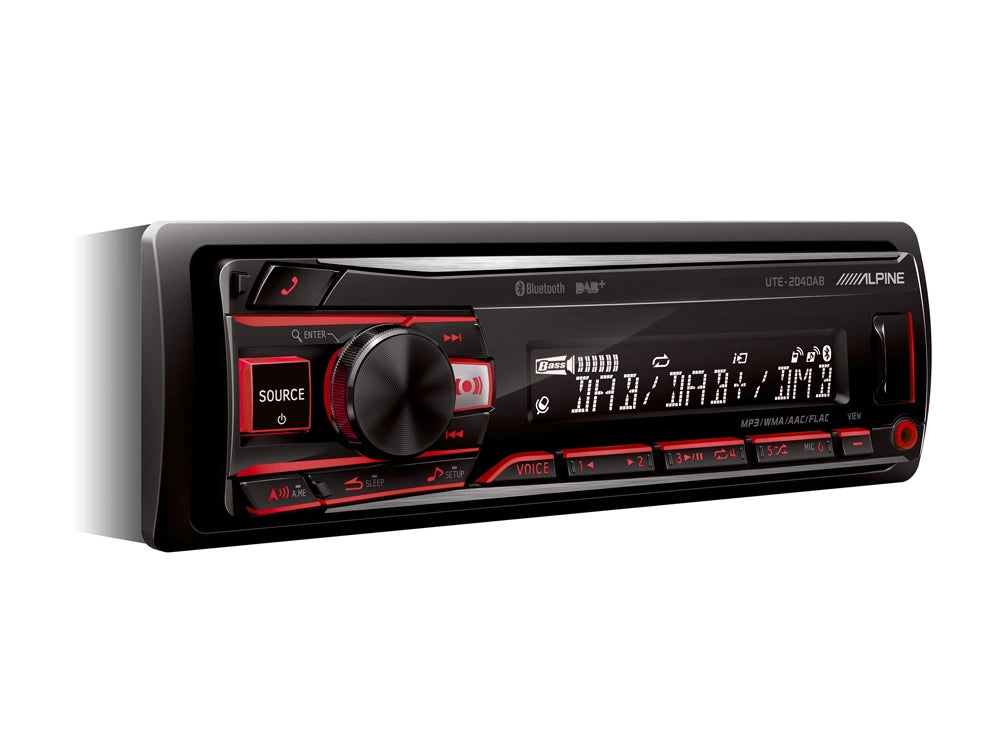 Alpine UTE-204DAB, bilstereo med Bluetooth, 3 par lågnivå och DAB+