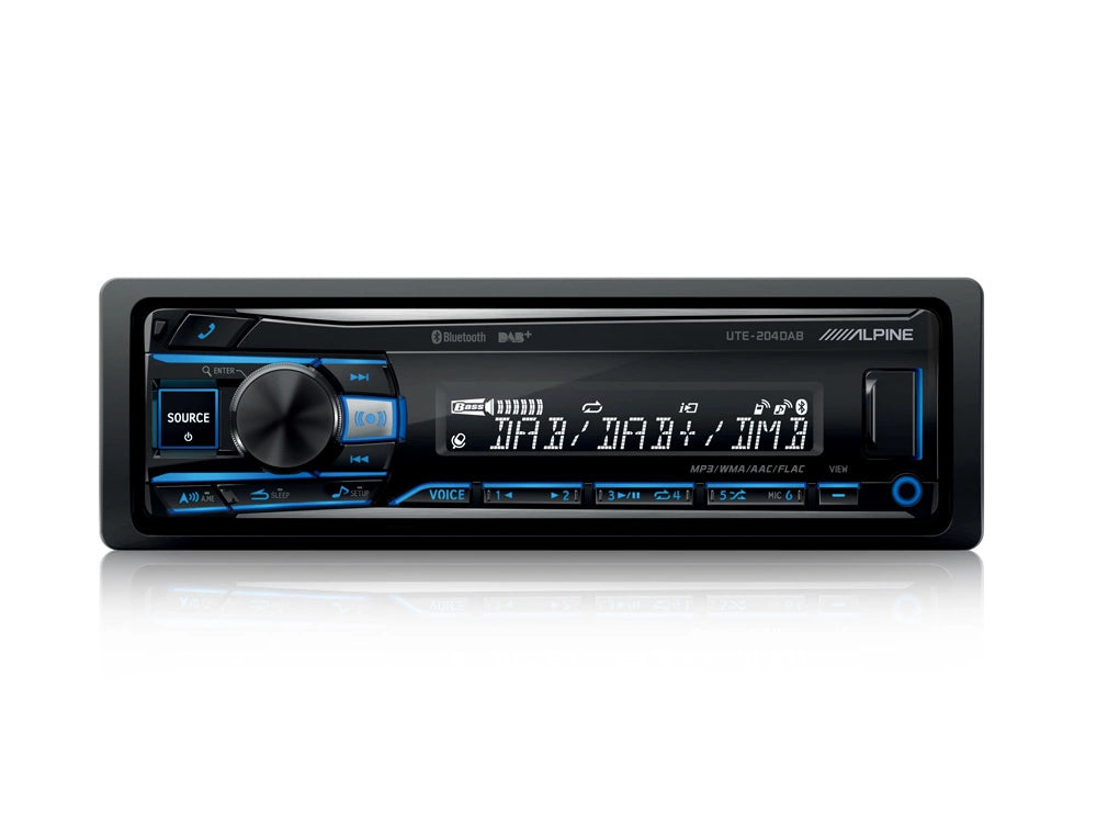 Alpine UTE-204DAB, bilstereo med Bluetooth, 3 par lågnivå och DAB+