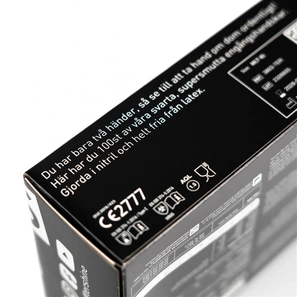 Tershine Nitrilhandskar, svarta 100-pack, X-large 9-10