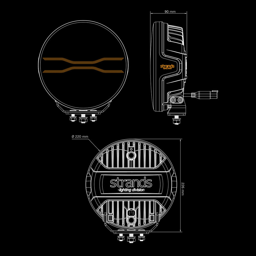 FOR9T DRAGON DRIVE 9″ EXTRALJUS – Orange/Vitt Positionsljus