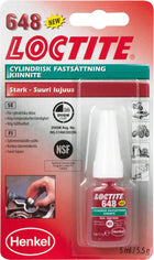 Loctite 648 Cylindrisk Fastlåsning, stark, Högpresterande Cylindrisk Limning för Metallkomponenter - 5 ml