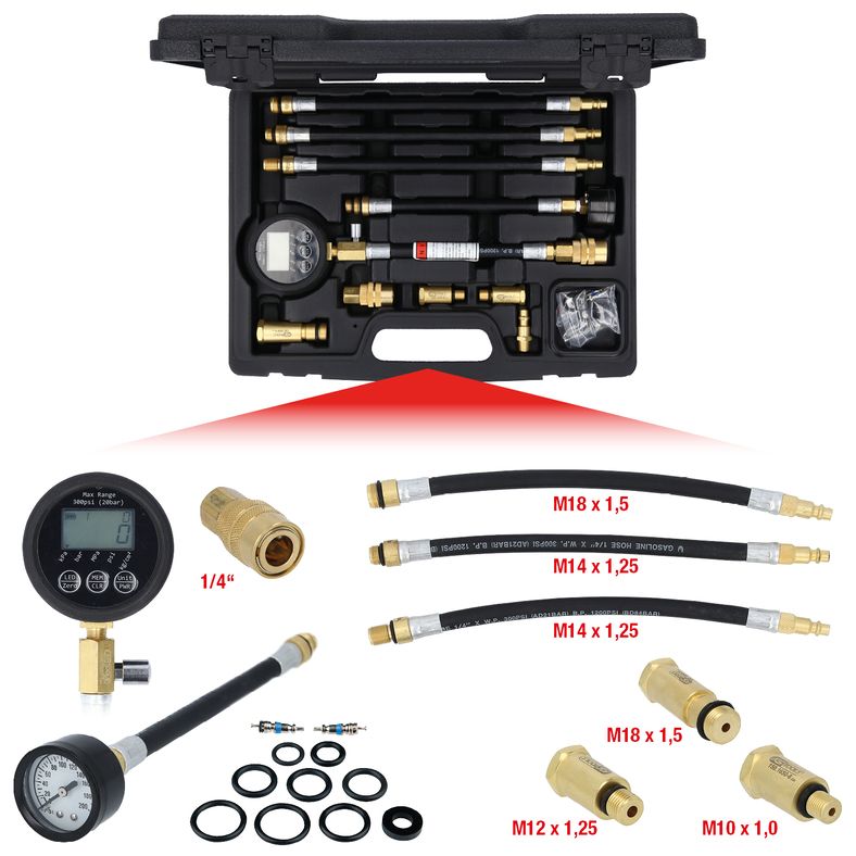 KS TOOLS digital kompresssionstryck-tester 10-delars