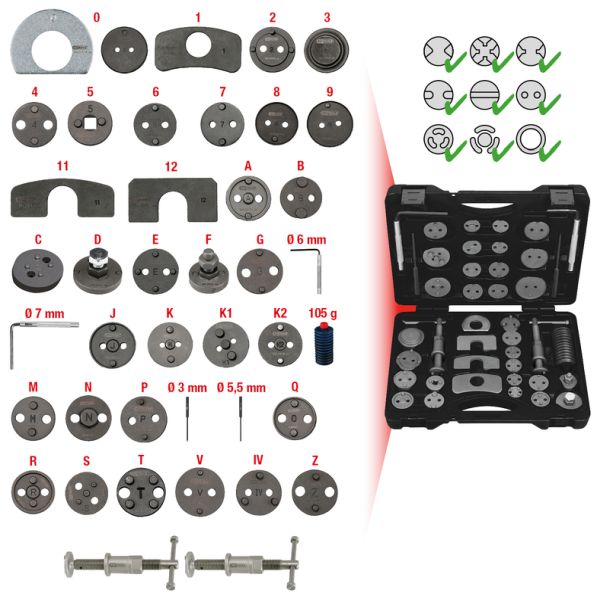 KS TOOLS Bromskolvsverktyg magnetisk, Innehåller 41 delar