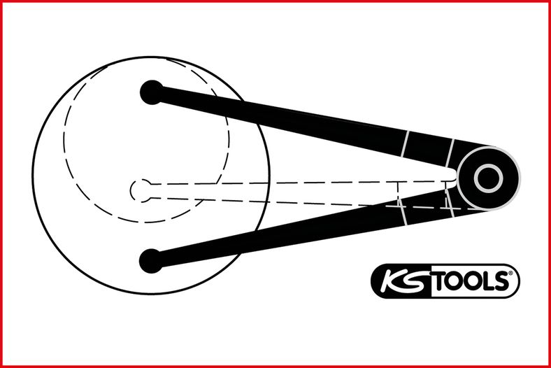 KS TOOLS Frontplattelåsnyckel Ø 14 - 100 mm med tapptjocklek 5,0 mm