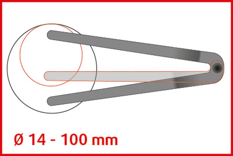 KS TOOLS Frontplattelåsnyckel Ø 14 - 100 mm med tapptjocklek 5,0 mm