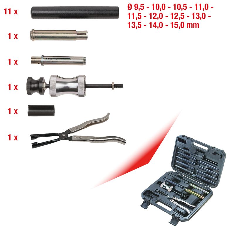 KS TOOLS Ventilskaft-tätningsring-verktyg-sats, 16-delars