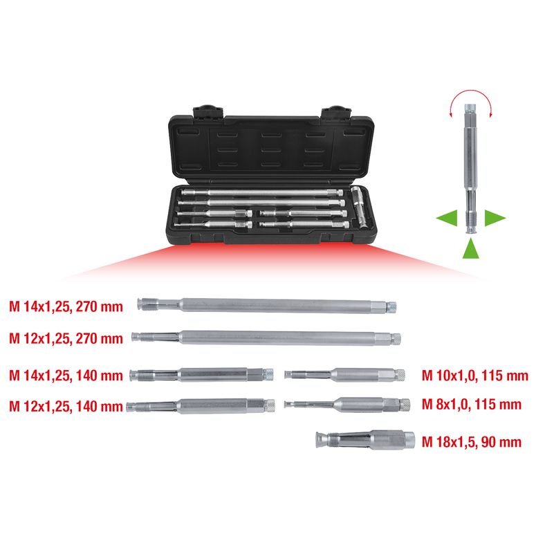 KS TOOLS Glödstift och tändstift-gängtappsverktyg-sats, 7-delars