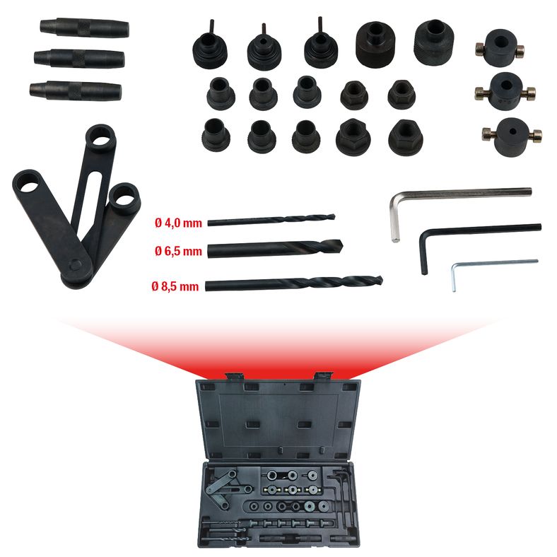 KS TOOLS Cylinderhuvud-borrtolkar-sats, 28-delars
