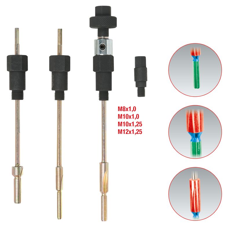 KS TOOLS Glödstift-brosch-sats, 9-delars M8/M10