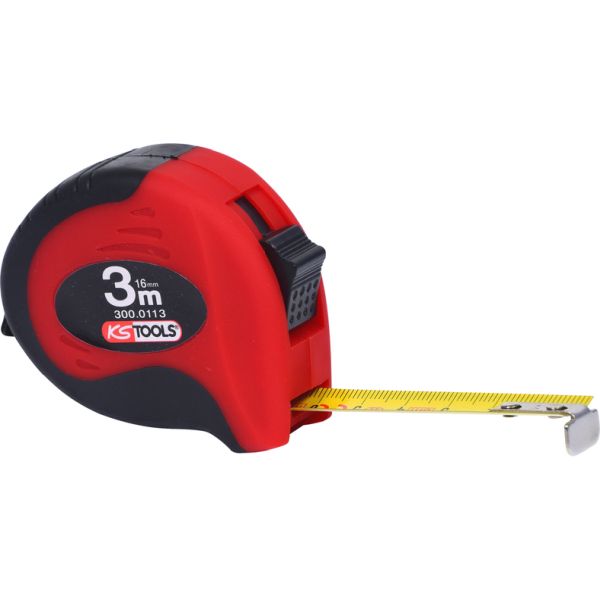 KS TOOLS Måttband med spärr, svart-rött, 3m