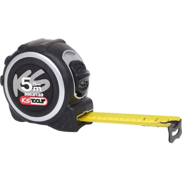 KS TOOLS Måttband med spärr, svart-grått, 5m 25mm