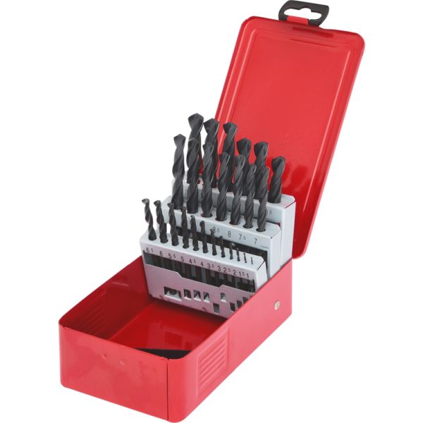 KS TOOLS HSS-G spiralborrsats, låda i stålplåt 25-delar 1-13mm