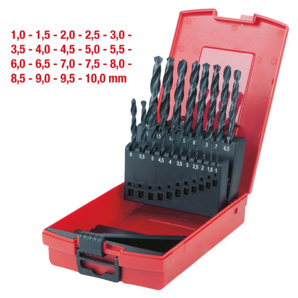 KS TOOLS HSS-G spiralborrsats, låda i plast 19-delar 1-10mm