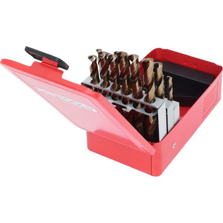 KS TOOLS HSS-G Co 5 spiralborrsats, låda i stålplåt 25-delar 1-13mm