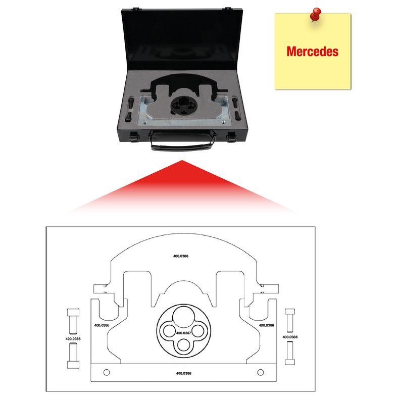 KS TOOLS Mercedes - motorinställning-verktyg-sats, 8-delars