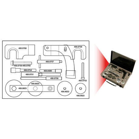 KS TOOLS Nissan / Opel / Renault - motorinställning-verktyg-sats, 13-dela