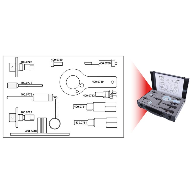 KS TOOLS GM / Opel / Saab - motorinställning-verktyg-sats, 11-delars