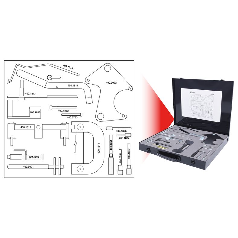 KS TOOLS Renault - motorinställning-verktyg-sats, 18-delars