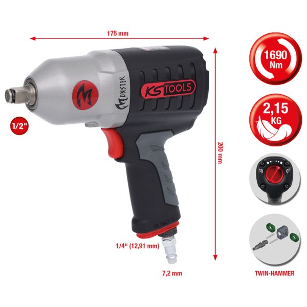 KS TOOLS 1/2" MONSTER mutterdragare 1690Nm