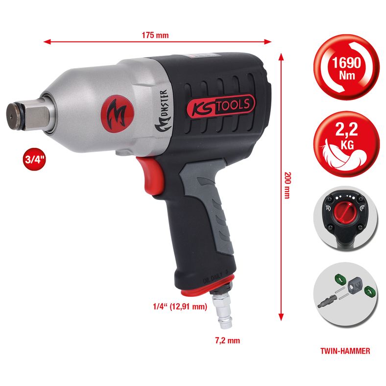 KS TOOLS 3/4" MONSTER mutterdragare 1690Nm