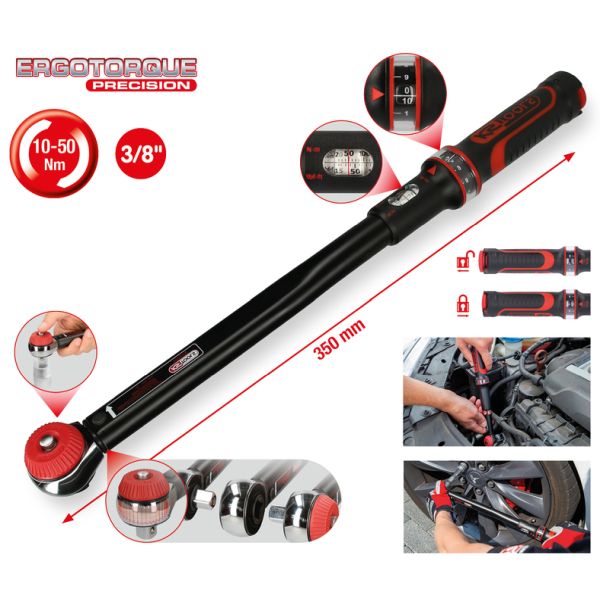 Momentnyckel – KS TOOLS ERGOTORQUE 3/8" 5–50 Nm, 350 mm