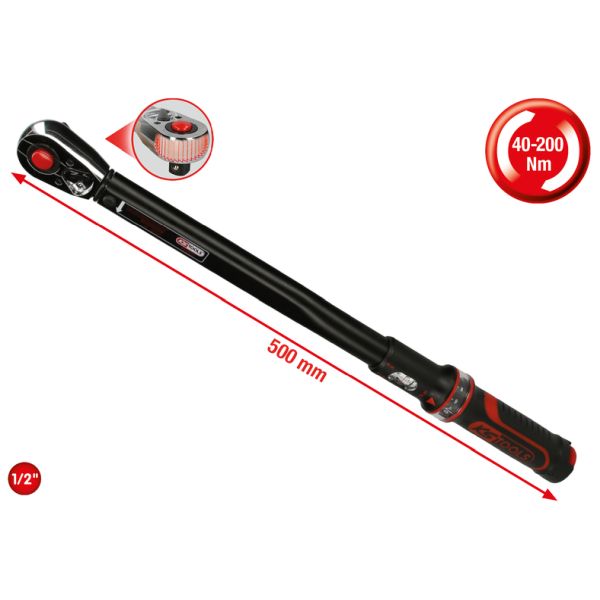 KS TOOLS ERGOTORQUE precision momentnyckel med spärr 1/2