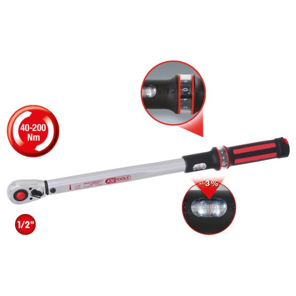 KS TOOLS ERGOTORQUE Momentnyckel 20–200 Nm, 1/2", 500 mm (KS516.6542)