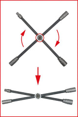 KS TOOLS Hjul-fälgkors med glidled för personbil, 3/4" x 24 x 27 x 32mm