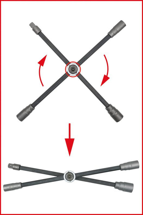 KS TOOLS Hjul-fälgkors med glidled för personbil, 3/4" x 24 x 27 x 32mm