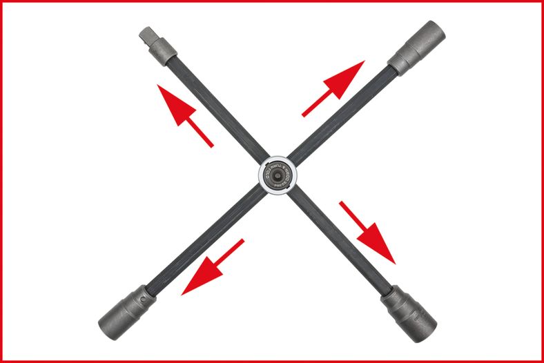 KS TOOLS Hjul-fälgkors med glidled för personbil, 3/4" x 24 x 27 x 32mm