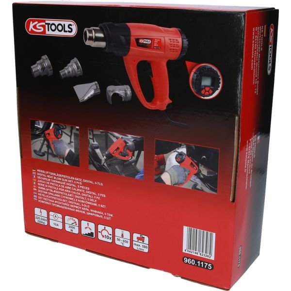 KS TOOLS Värmepistol - sats, digital, 5-delars