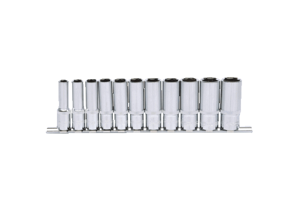 KS TOOLS 3/8" CHROMEplus sexkant-hylssats, lång 11-delars.8-19mm KS918.0611
