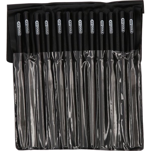KS TOOLS Nålfilsats med plastfäste