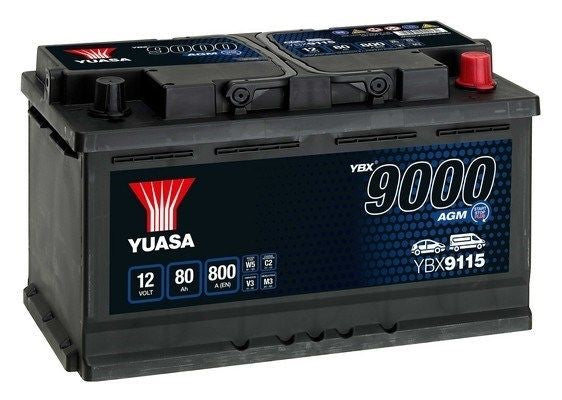 STARTBATTERI YUASA AGM YBX9115 12V 80AH 800A