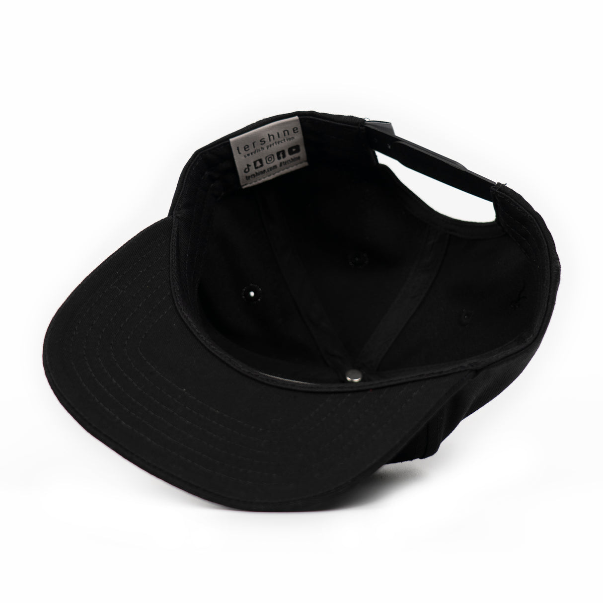 Tershine Snapbackkeps – Svart med vit logotyp, One Size
