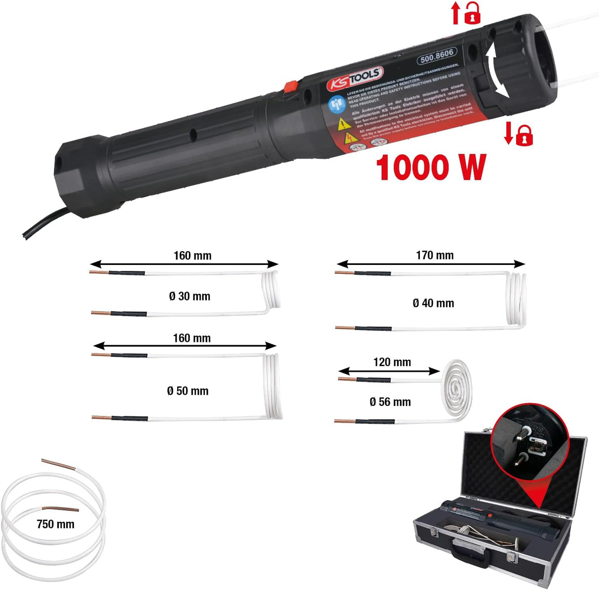KS TOOLS Induktions-värmepistolssats 6-delar
